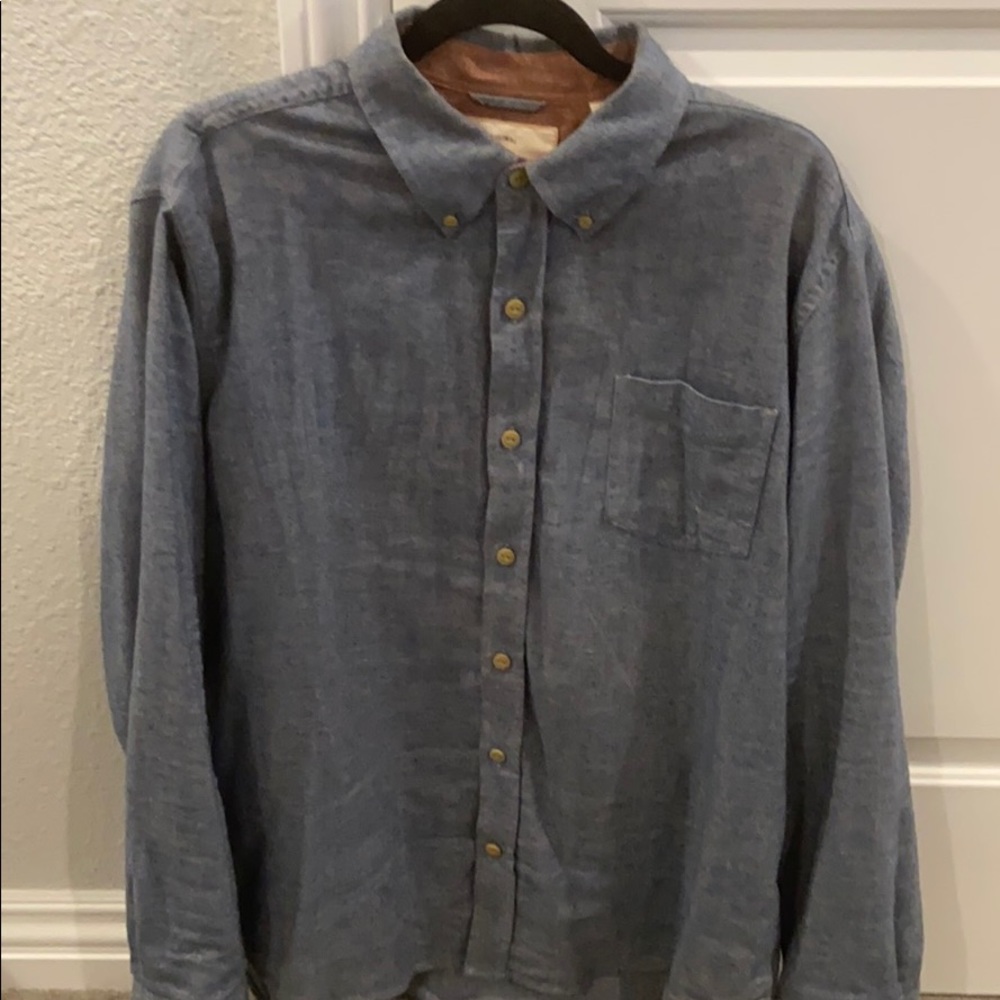 Soft light blue button up casual shirt